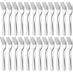 Bestdin 24 Pieces Forks Set, 8.2" Stainless Steel Dinner Forks Silverware, Pattern Design Mirror Polished Table Forks, Dishwasher Safe, Flatware Forks